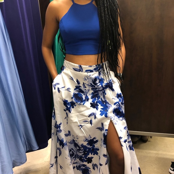 Blue and white two piece dress - Picture 1 of 2